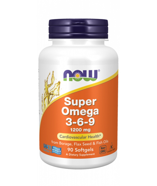 NOW®️ Super Omega 3-6-9, Супер Омега-3-6-9 1200 мг 90 капс NOW